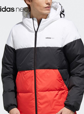 Adidas/阿迪达斯正品NEO男子时尚拼色运动保暖羽绒服GJ8816