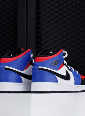 Nike/耐克正品AIR JORDAN 1 MID GS AJ1大童运动篮球鞋554725-124