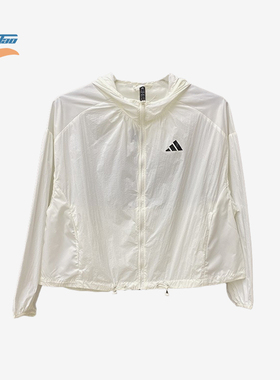 Adidas/阿迪达斯正品夏季女士拉链梭织连帽运动防晒外套KC6012