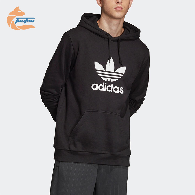 Adidas/阿迪达斯正品三叶草男士经典连帽套头运动印花卫衣DT7964