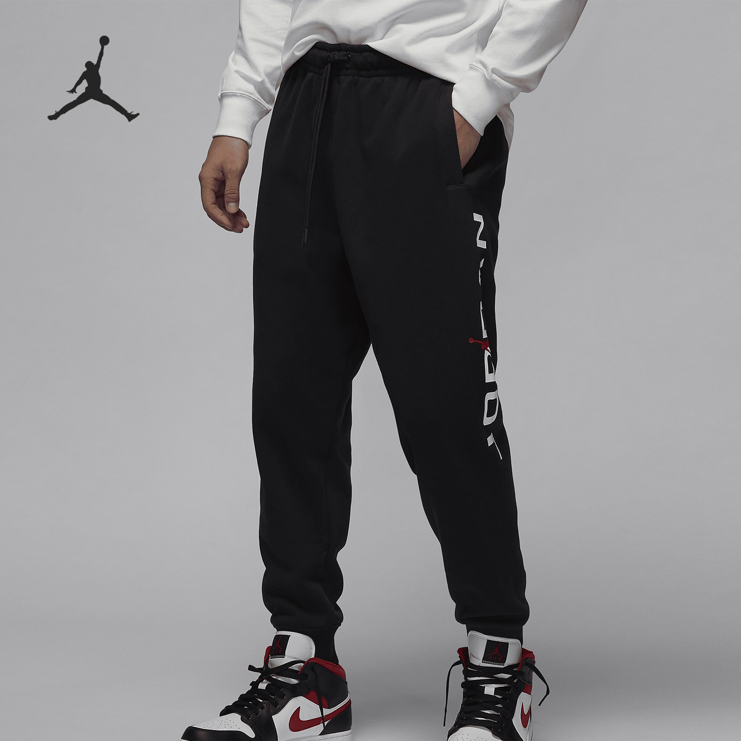 Nike/耐克正品JORDAN男士运动休闲字母加绒长裤HQ4646-010 - 实物图