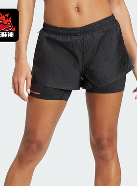 Adidas/阿迪达斯正品2025秋季款女士训练二合一跑步短裤JY4086