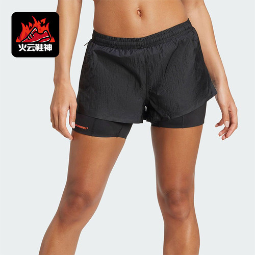 Adidas/阿迪达斯正品2025秋季款女士训练二合一跑步短裤JY4086