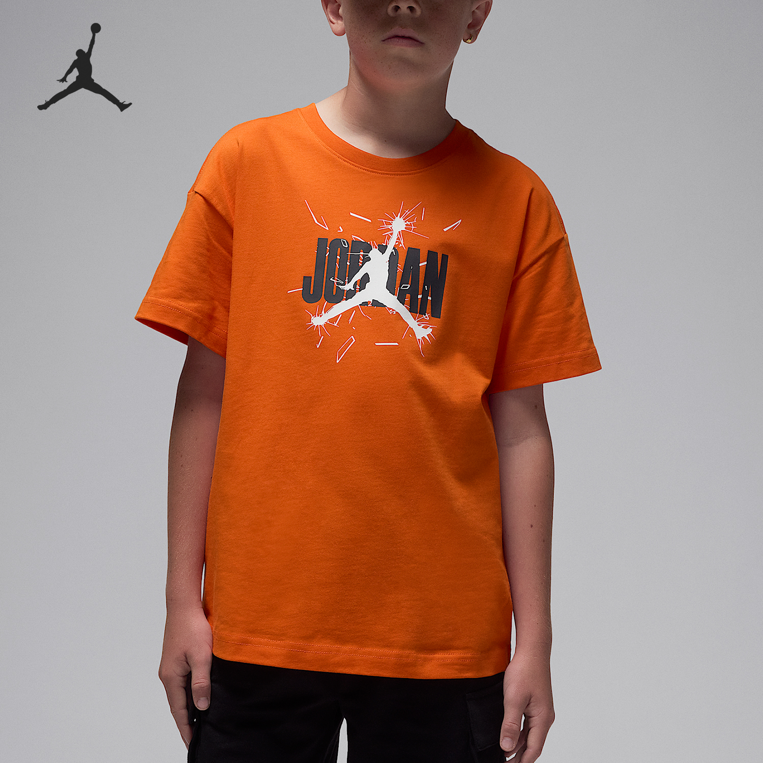 Nike/耐克正品JORDAN大童休闲针织落肩圆领透气短袖IO2465-811