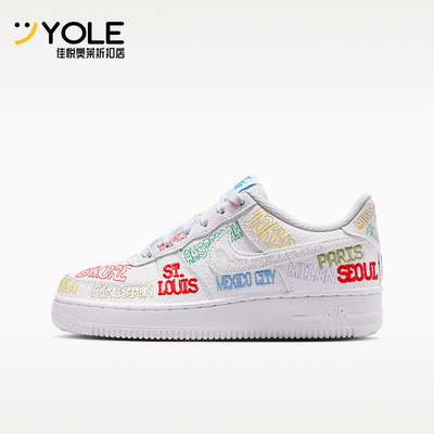 Nike/耐克正品AIR FORCE 1 GS女子大童经典运动板鞋IO9739-100