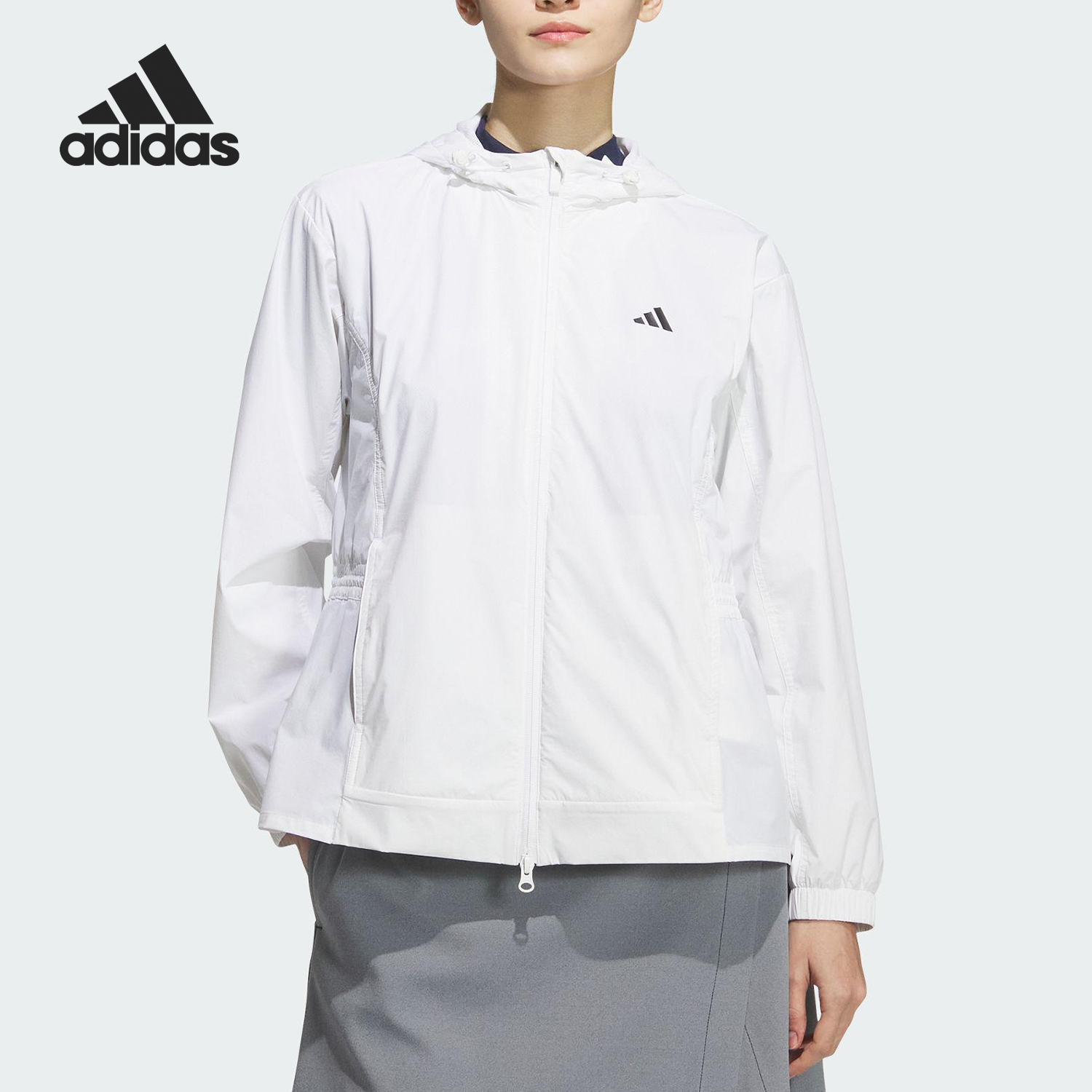 Adidas/阿迪达斯正品2025女士运动拉链简约高尔夫夹克外套JM3000