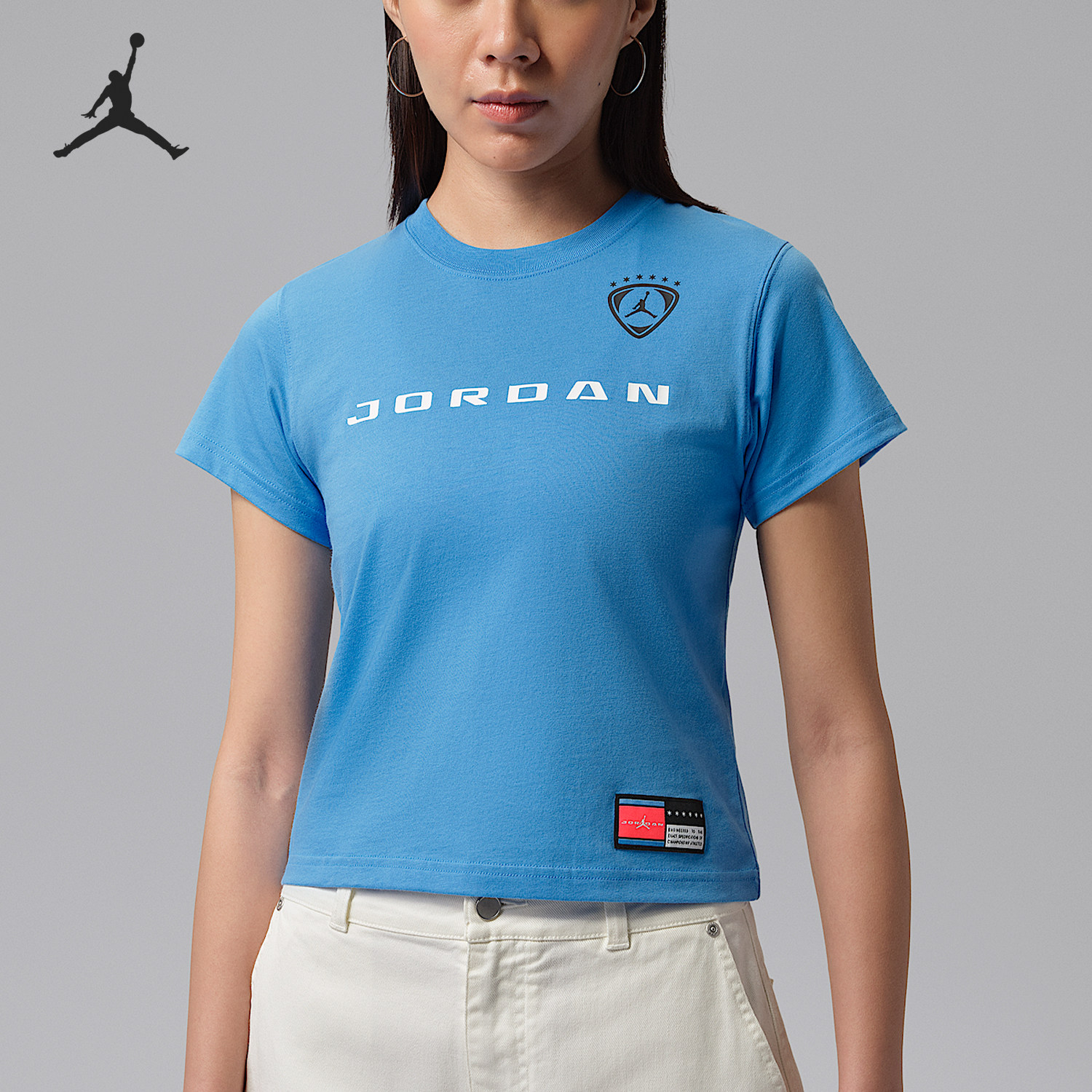 Nike/耐克正品JORDANBroklyn新款女大学经典蓝黑色T恤IR8804-412