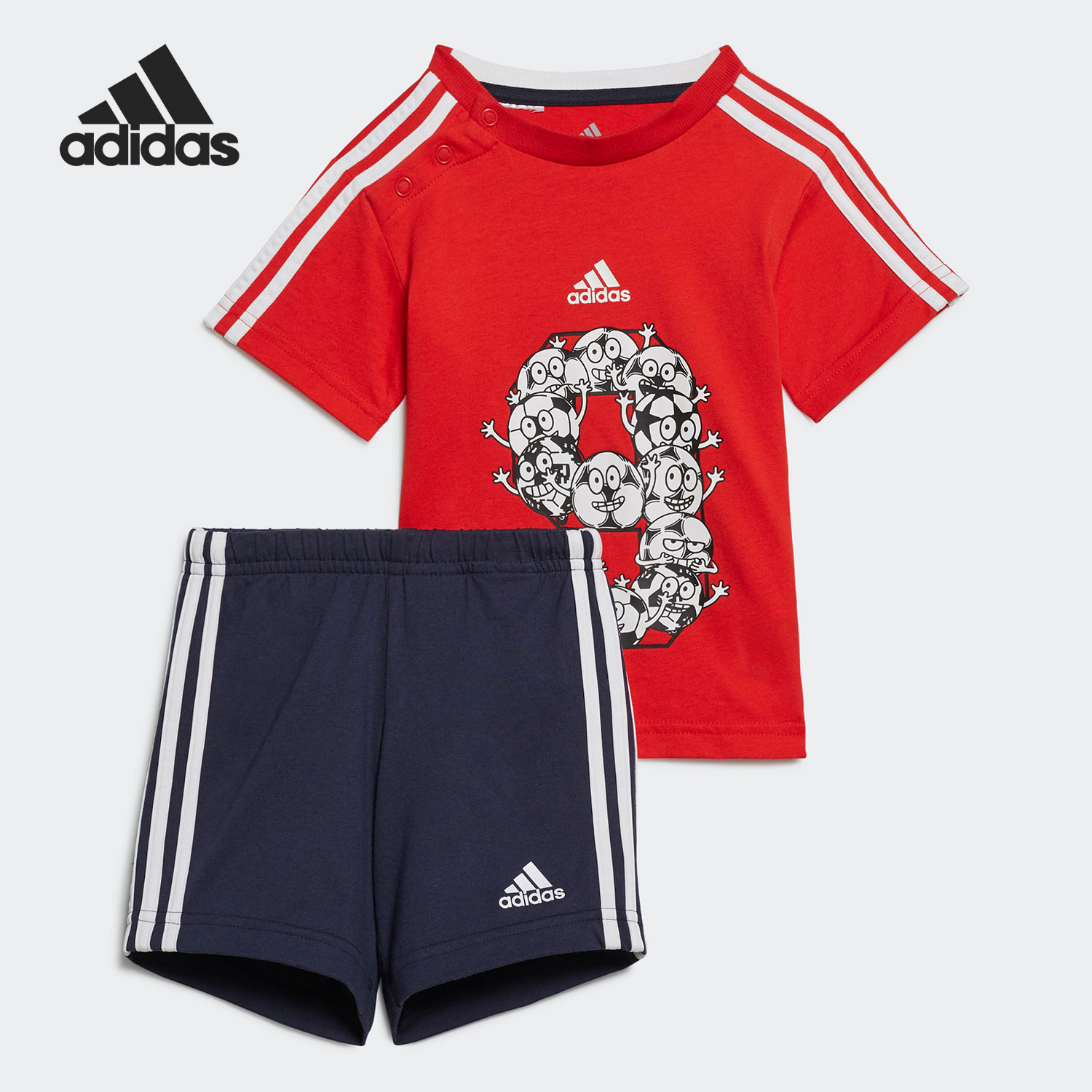 Adidas/阿迪达斯正品 夏季新款儿童训练运动休闲短袖套装GM8967