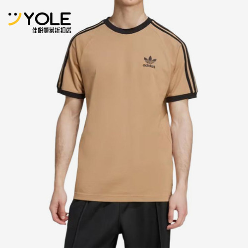 Adidas/阿迪达斯正品三叶草男士三条纹圆领修身短袖T恤JY1370