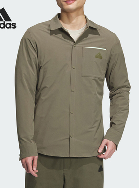 Adidas/阿迪达斯正品新款男士修身运动休闲长袖衬衫JE8599