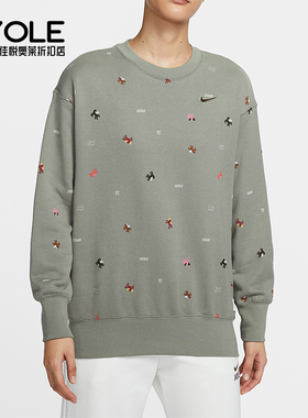 Nike/耐克正品2025冬季款女士圆领套头经典刺绣卫衣IQ3825-276