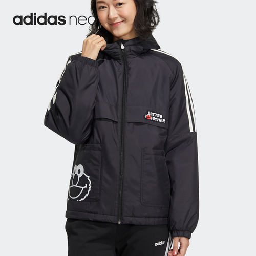 Adidas/阿迪达斯正品女子芝麻街联名运动宽松棉服外套 HM7478