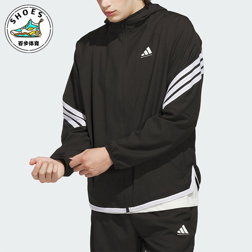 Adidas/阿迪达斯正品JACKET 男士休闲连帽篮球梭织运动外套KA9896