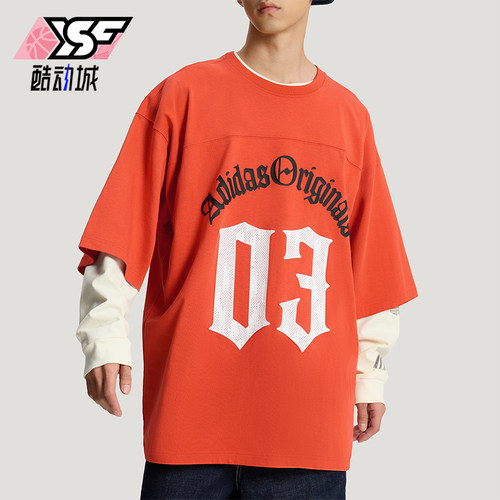 Adidas/阿迪达斯正品三叶草男士亲肤宽松个性时尚印花T恤KR0407