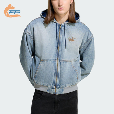 Adidas/阿迪达斯正品三叶草男士休闲保暖牛仔宽松运动棉服KE0131