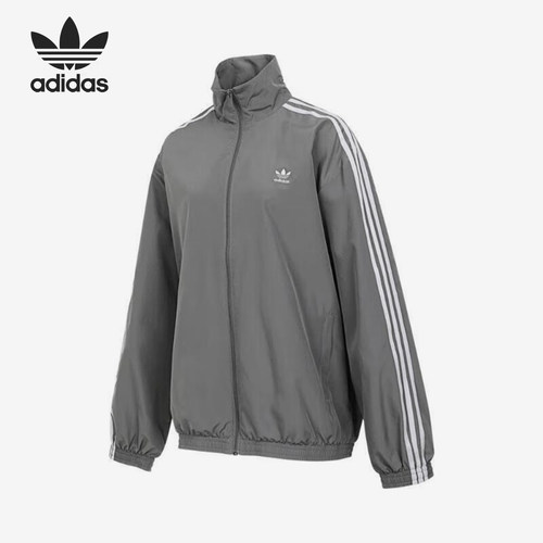 Adidas/阿迪达斯正品三叶草女士经典三条纹梭织翻领外套JD3394