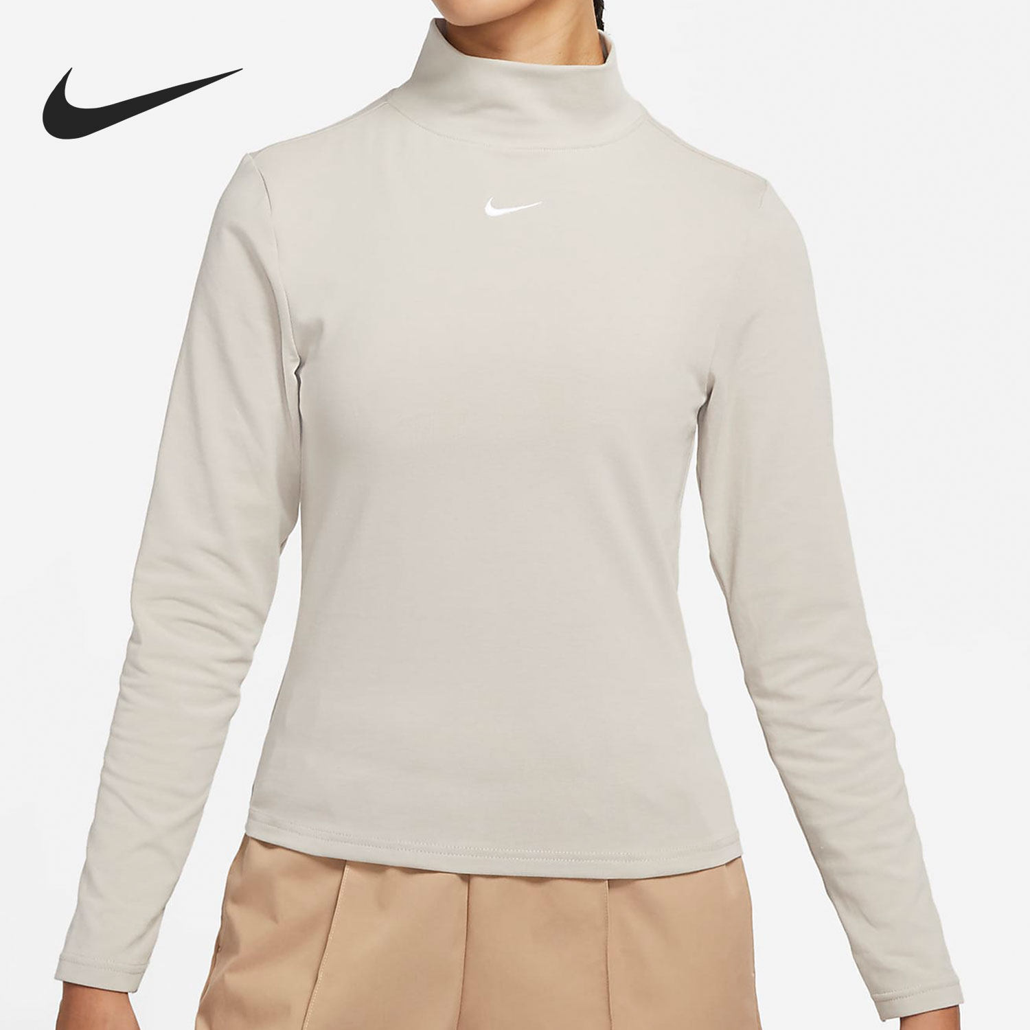 Nike/耐克正品女子修身半高领舒适运动长袖T恤 DD5883-236,运动服/休闲服装,运动T恤,淘宝优惠券,粉丝福利购,淘宝优惠卷