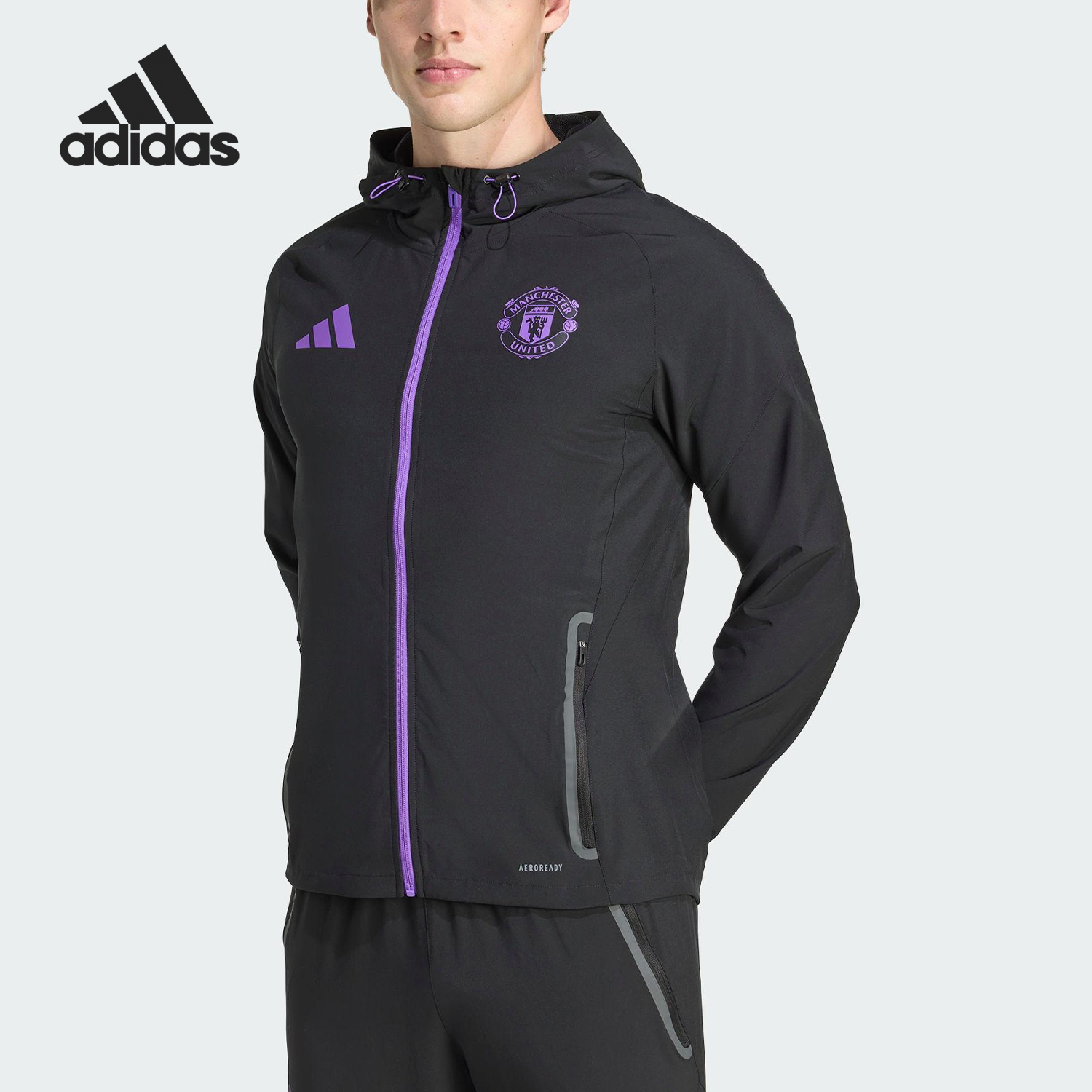 Adidas/阿迪达斯正品2025秋季款男士日常运动连帽足球外套JV5351