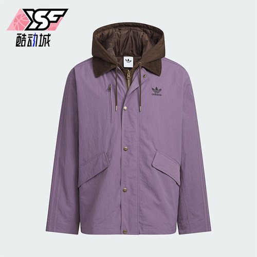 Adidas/阿迪达斯正品三叶草男士休闲连帽二合一复古棉服KW1240