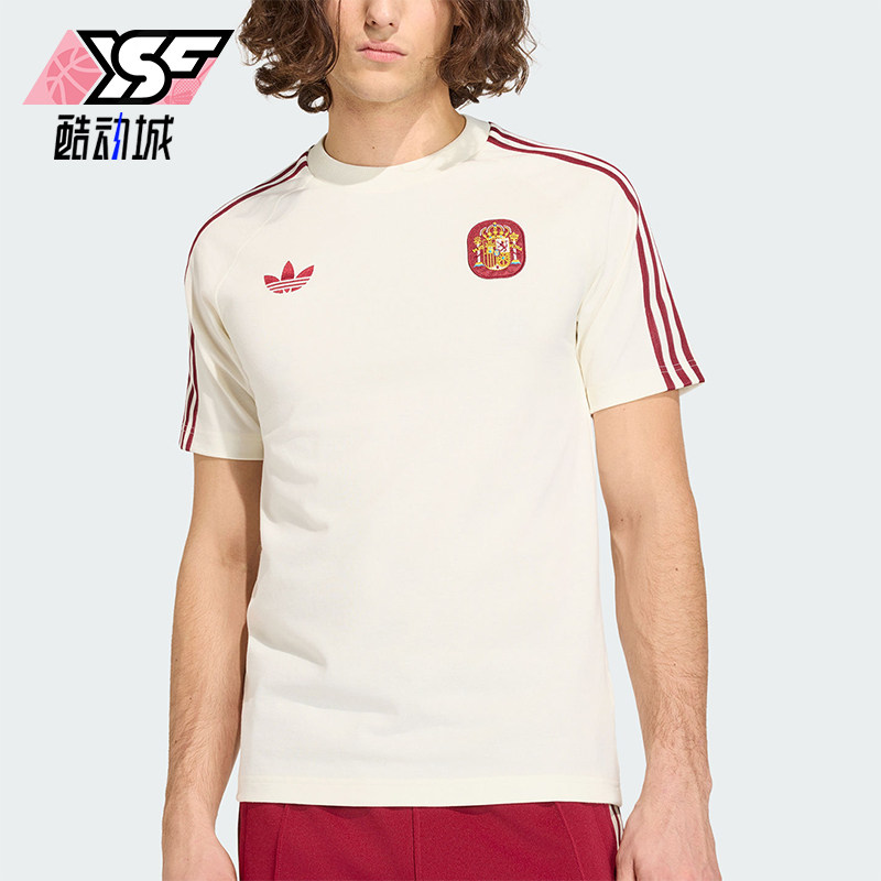 Adidas/阿迪达斯正品三叶草男士条纹修身针织圆领运动T恤JZ2256图片