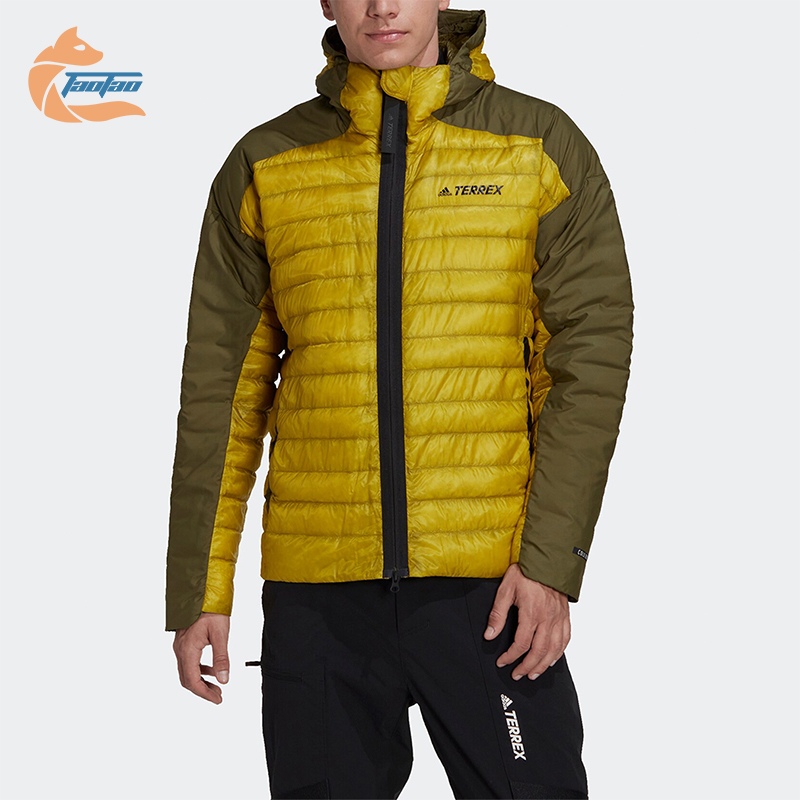 Adidas/阿迪达斯正品冬季男士保暖时尚拼接连帽休闲羽绒服HH9215