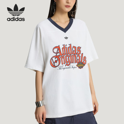 Adidas/阿迪达斯正品三叶草女士宽松日常字母印花T恤KT3062