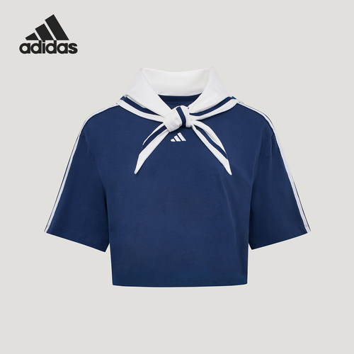 Adidas/阿迪达斯正品夏季款女士宽松短款休闲短袖T恤KY7755