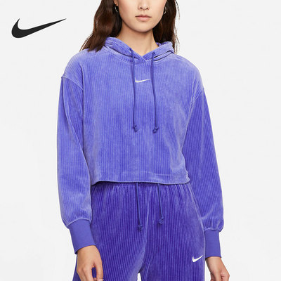 Nike/耐克正品秋季新款女子运动连帽灯芯绒卫衣DQ5928-430