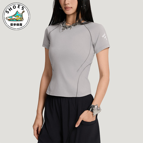 Adidas/阿迪达斯正品夏季新款女士修身针织圆领短袖T恤KY7862