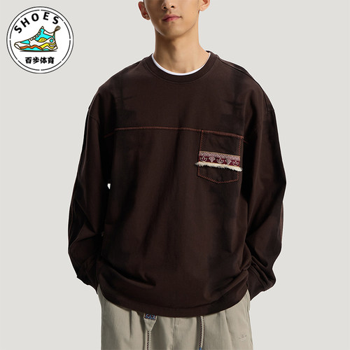 Adidas/阿迪达斯正品三叶草男士复古针织运动宽松长袖T恤KW5672