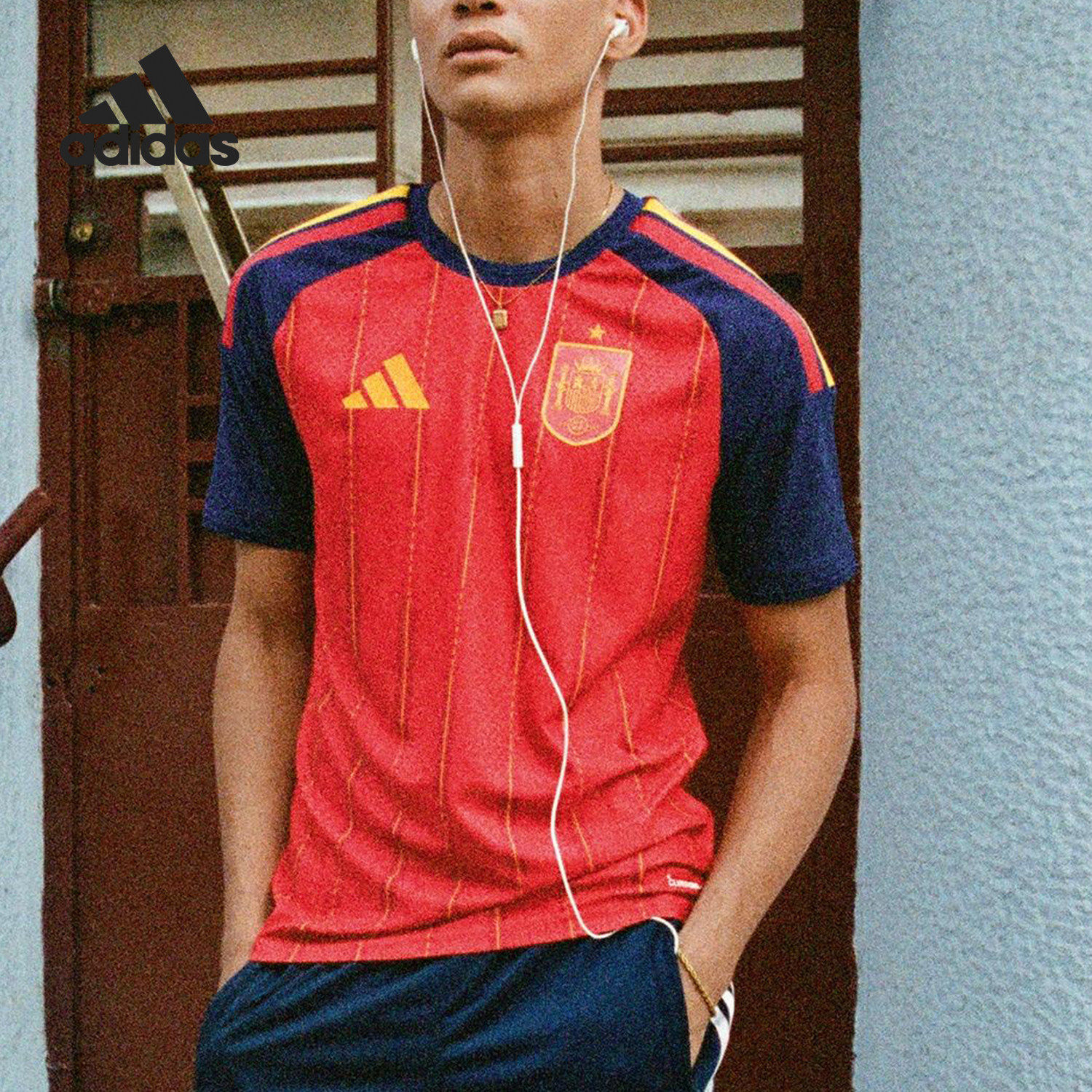 Adidas/阿迪达斯正品西班牙队男女修身圆领比赛运动T恤JN4366