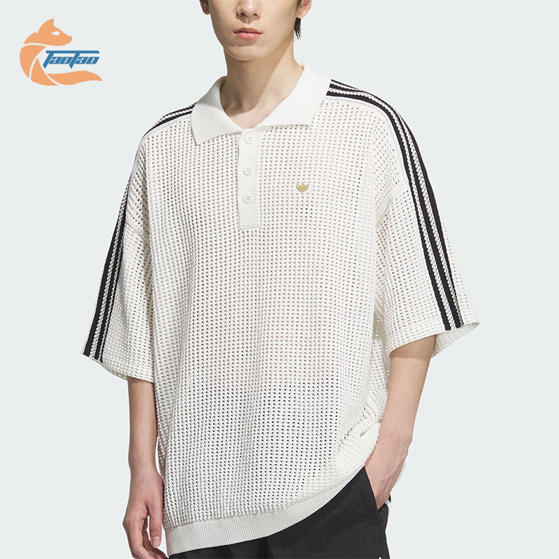 Adidas/阿迪达斯正品三叶草男士运动宽松休闲透气翻领短袖KF0403 - 实物图