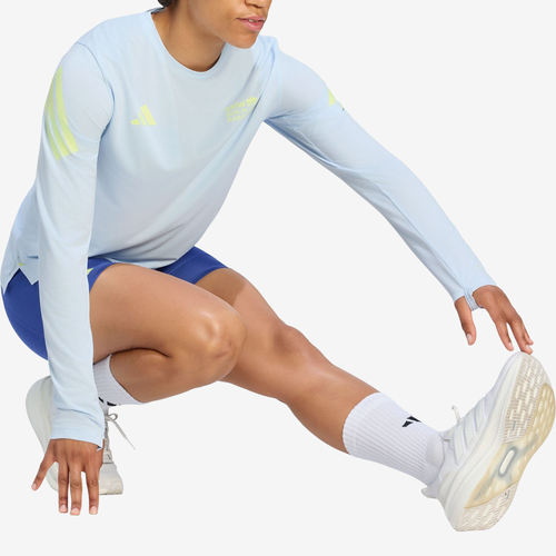 Adidas阿迪达斯正品BMW柏林马拉松女CLIMACOOL跑步长袖T恤KG8244