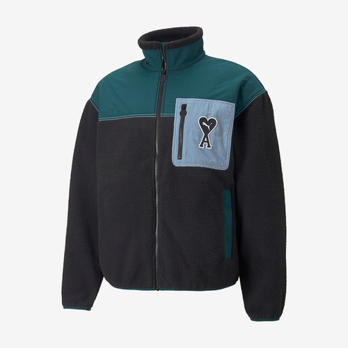 Puma/彪马正品男款拼色爱心Logo羊羔绒夹克绒感外套535998-01