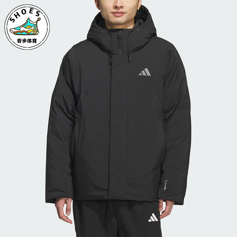 Adidas/阿迪达斯正品2025秋季款男士日常保暖连帽羽绒服KC2509