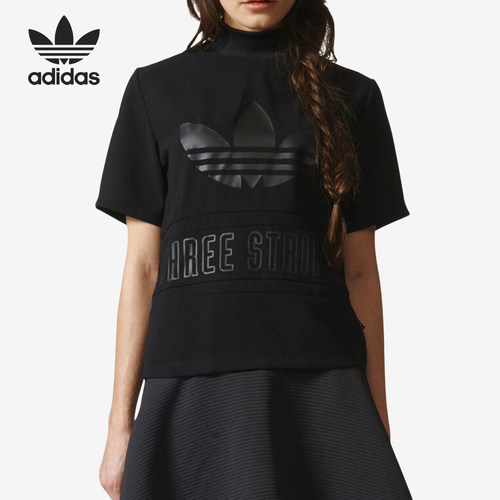 Adidas/阿迪达斯正品三叶草女士经典印花日常短袖T恤AY6704