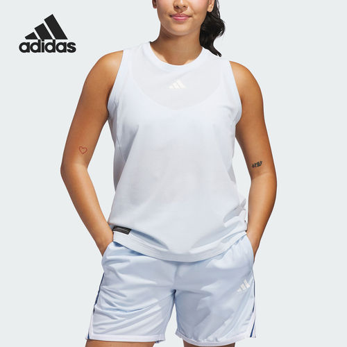 Adidas/阿迪达斯正品夏季女士篮球梭织运动宽松背心T恤KE1279