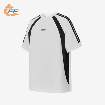 Adidas/阿迪达斯正品2025夏季款男士经典拼接宽松透气短袖KB8558