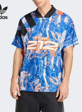 Adidas/阿迪达斯正品三叶草新款男蓝橙色出街经典短袖球衣KD8432
