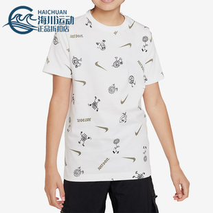 耐克正品 T恤FD3968 新款 休闲印花短袖 100 大童运动时尚 Nike