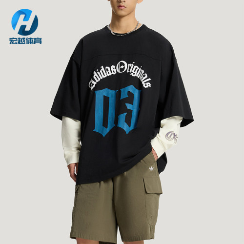 Adidas/阿迪达斯正品三叶草男士透气运动时尚字母短袖T恤KT3039