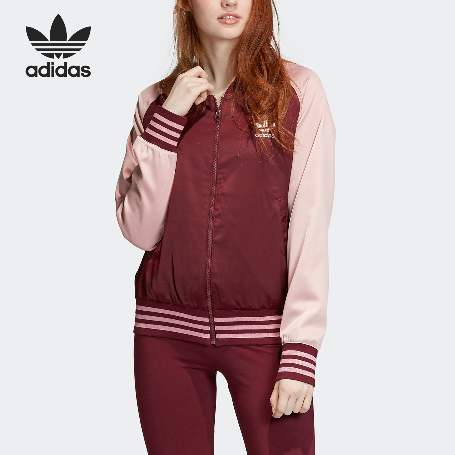 Adidas/阿迪达斯正品三叶草 SATIN BOMBER TT女子运动外套 ED4787