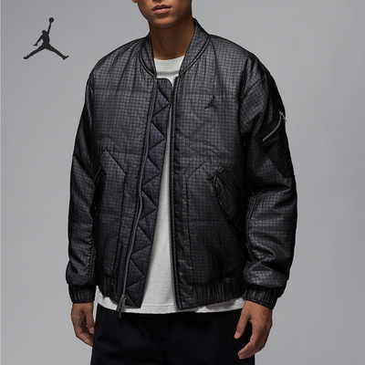 Nike/耐克正品JORDAN男士格纹夹棉保暖立领棉服HQ8786-010