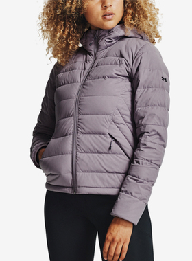 UA/安德玛正品运动女士连帽拉链经典复古透气羽绒服1355833-585