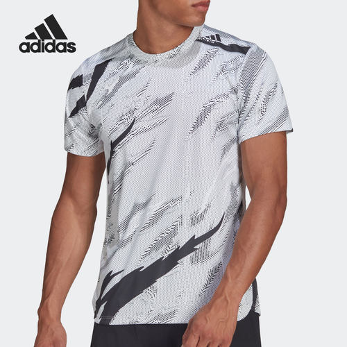 Adidas/阿迪达斯正品男子修身印花训练运动短袖T恤 HB9174