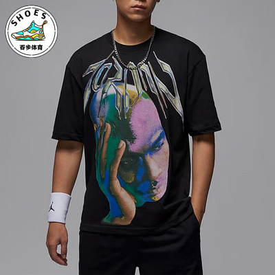 Nike/耐克正品JORDAN男士满印花时尚经典针织透气短袖HJ2349-010