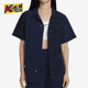 耐克正品 透气新款 男女运动宽松休闲翻领印花衬衫 Nike FN2596 410
