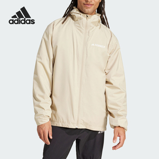 Adidas/阿迪达斯正品新款男士梭织休闲连帽宽松冲锋衣JY4799