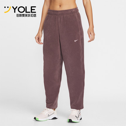 Nike/耐克正品2025冬季款女士休闲中腰摇粒绒刺绣长裤HV3708-502