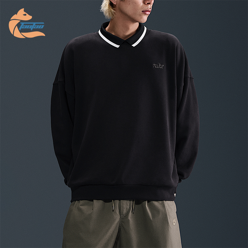 Nike/耐克正品Club 男士运动Oversize 风套头圆领卫衣IB8360-010